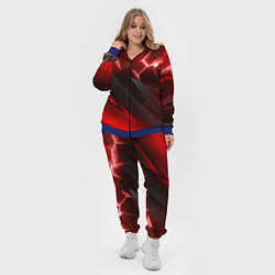 Женский 3D-костюм Яркая красная объемная абстракция, цвет: 3D-синий — фото 2
