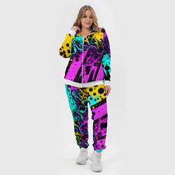 Женский 3D-костюм Разноцветная неоновая абстракция - нейроарт, цвет: 3D-белый — фото 2