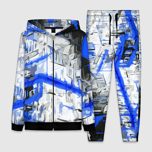 Женский костюм Сине-белая абстракция на чёрном фоне / 3D-Черный – фото 1