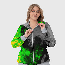 Женский 3D-костюм Зелёный и чёрный огонь, цвет: 3D-меланж — фото 2