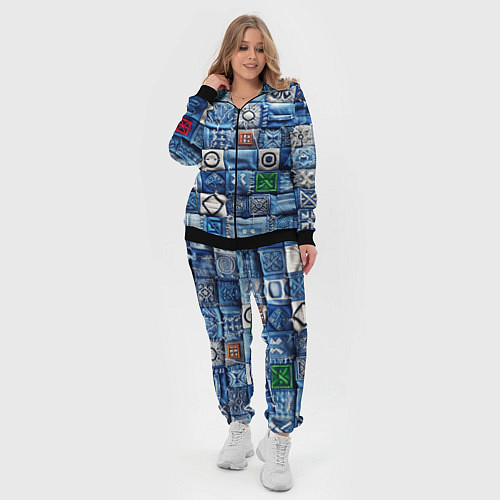 Женский костюм Геймерский пиксельный пэчворк / 3D-Черный – фото 4