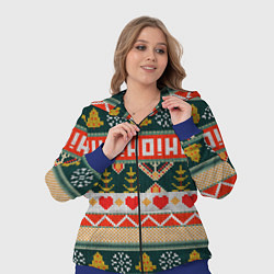 Женский 3D-костюм Новогодняя вязанная текстура ho-ho, цвет: 3D-синий — фото 2