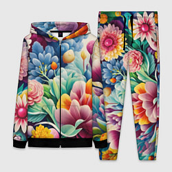 Женский 3D-костюм Объемные цветы лето, цвет: 3D-черный