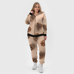 Женский 3D-костюм Еловые шишки на бежевом фоне, цвет: 3D-черный — фото 2