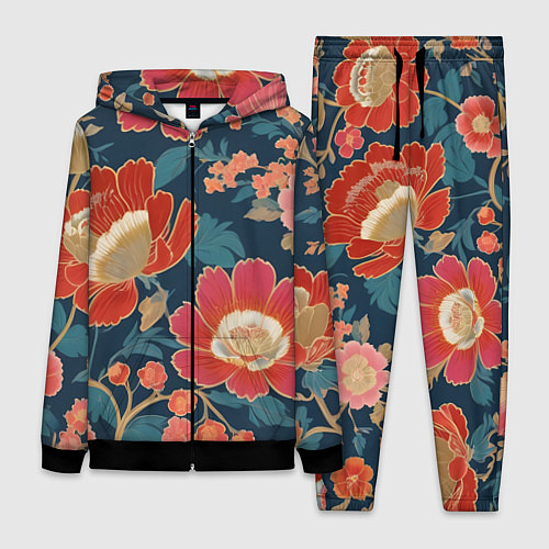 Женский костюм Искусство алые цветы / 3D-Черный – фото 1