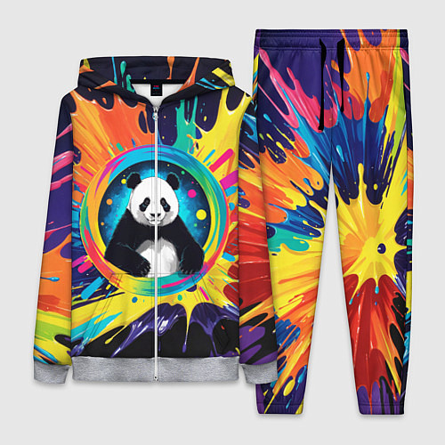 Женский костюм Панда на фоне взрыва красок / 3D-Меланж – фото 1