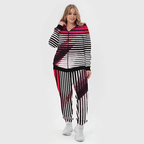 Женский костюм Красно-чёрные полосы на белом фоне / 3D-Черный – фото 4