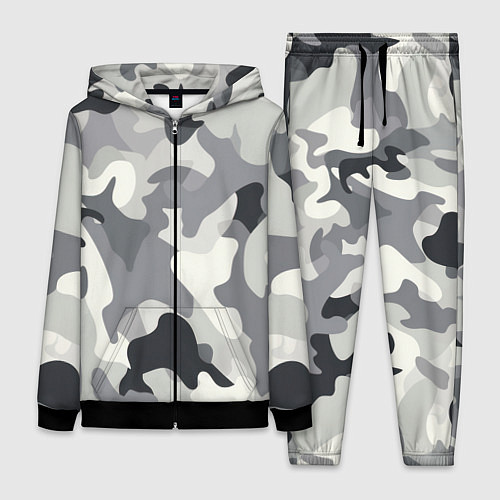 Женский костюм Бело-серый камуфляж / 3D-Черный – фото 1