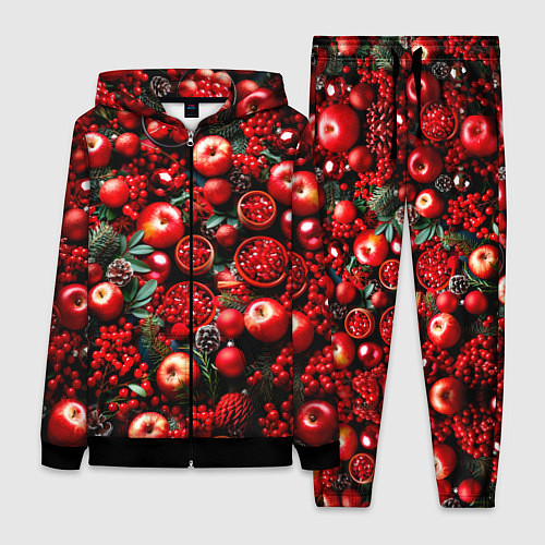 Женский костюм Рождественские ягоды и фрукты / 3D-Черный – фото 1