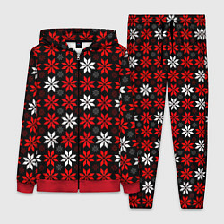 Женский 3D-костюм Red and white stars on a black background, цвет: 3D-красный