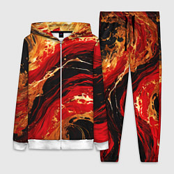 Женский костюм Красно-золотые брызги на чёрном фоне