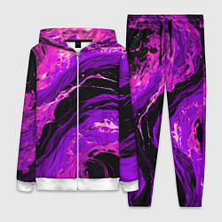 Женский костюм Фиолетовые брызги на чёрном фоне
