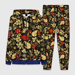 Женский 3D-костюм Русская роспись - позолота с лебедями, цвет: 3D-синий