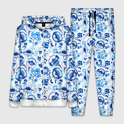 Женский 3D-костюм Славянский стиль гжель, цвет: 3D-белый