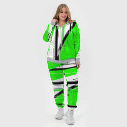 Женский 3D-костюм Black and white vertical stripes on a green backgr, цвет: 3D-меланж — фото 2