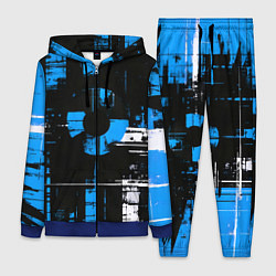 Женский костюм Сине-белый гранж на чёрном фоне