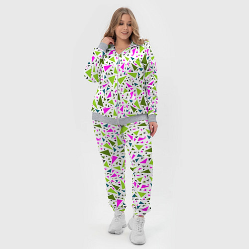 Женский костюм Разноцветные неоновые треугольники на белом фоне / 3D-Меланж – фото 4