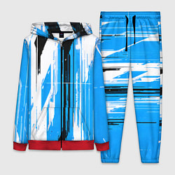 Женский 3D-костюм Вертикальные чёрно-белые линии на синем фоне, цвет: 3D-красный