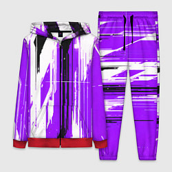 Женский 3D-костюм Вертикальные чёрно-белые линии на фиолетовом фоне, цвет: 3D-красный