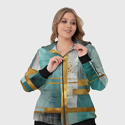 Женский 3D-костюм Узоры акварелью бирюзового и золотого цвета, цвет: 3D-черный — фото 2