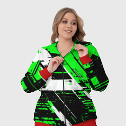 Женский 3D-костюм Diagonal black and white stripes on a green backgr, цвет: 3D-красный — фото 2