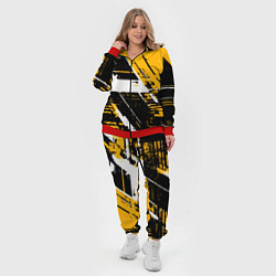 Женский 3D-костюм Diagonal black and white stripes on a yellow backg, цвет: 3D-красный — фото 2