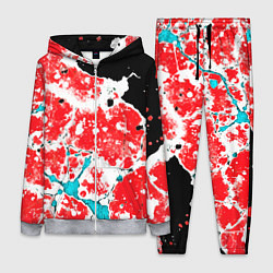 Женский костюм Сине красная абстракция на чёрном фоне