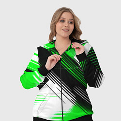 Женский 3D-костюм Диагональные зелёно-чёрные линии на белом фоне, цвет: 3D-черный — фото 2
