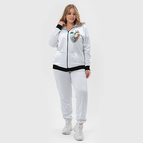 Женский костюм Сердце и ветка цветущая сакура с цветами / 3D-Черный – фото 4