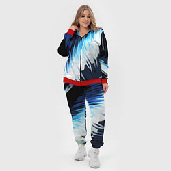 Женский 3D-костюм Бело-синие острые полосы, цвет: 3D-красный — фото 2