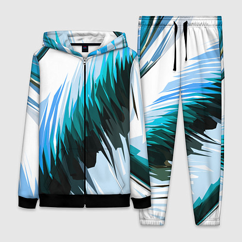 Женский костюм Чёрно-синие острые полосы на белом фоне / 3D-Черный – фото 1