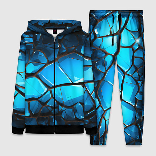 Женский костюм Синяя текстура объемных плит / 3D-Черный – фото 1