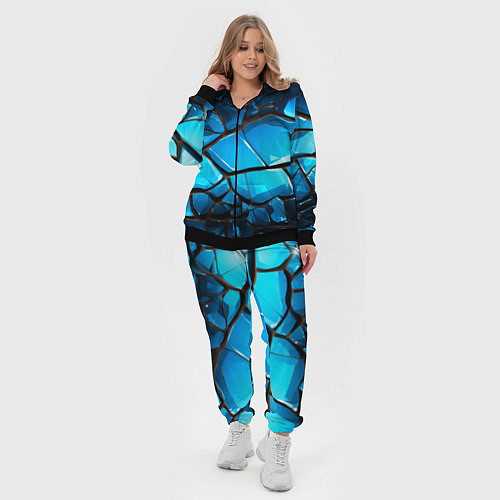 Женский костюм Синяя текстура объемных плит / 3D-Черный – фото 4