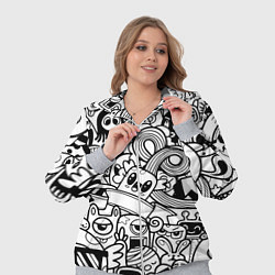 Женский 3D-костюм Black and white doddle monsters, цвет: 3D-меланж — фото 2