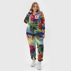 Женский 3D-костюм Гавайские тропические цветы - алоха, цвет: 3D-синий — фото 2