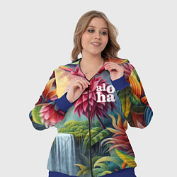 Женский 3D-костюм Гавайские тропические цветы - алоха, цвет: 3D-синий — фото 2