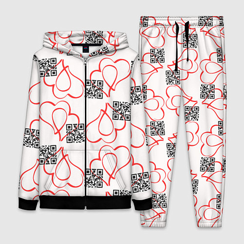 Женский костюм Сердца и код любви на белом / 3D-Черный – фото 1