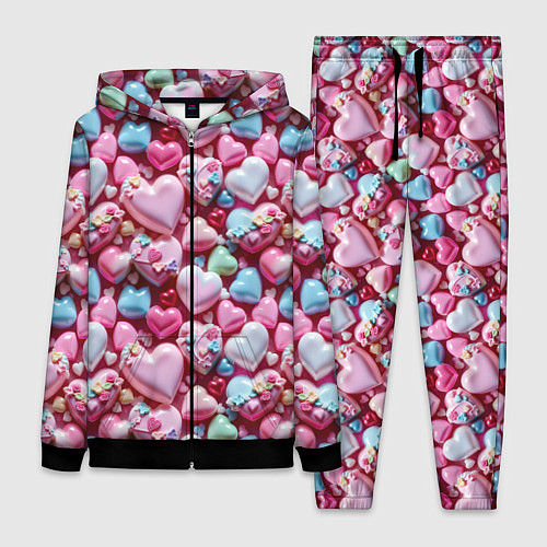 Женский костюм Карамельные сердечки / 3D-Черный – фото 1