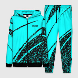 Женский 3D-костюм Sport голубой с чёрным в крапинку, цвет: 3D-черный