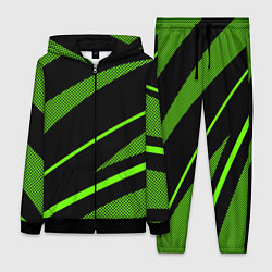 Женский 3D-костюм Чёрно-зелёный абстрактные полосы, цвет: 3D-черный