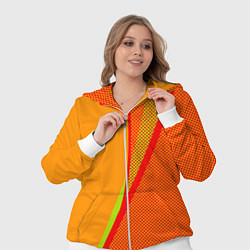 Женский 3D-костюм Оранжевый с красным абстрактный с текстурой, цвет: 3D-белый — фото 2