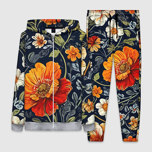 Женский костюм Маки и пионы старинный паттерн / 3D-Меланж – фото 1