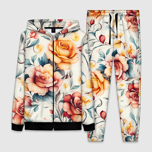 Женский костюм Паттерн с переплетением цветов / 3D-Черный – фото 1