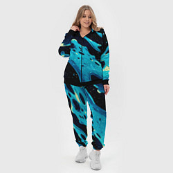 Женский 3D-костюм Синие волны краски на черном, цвет: 3D-черный — фото 2