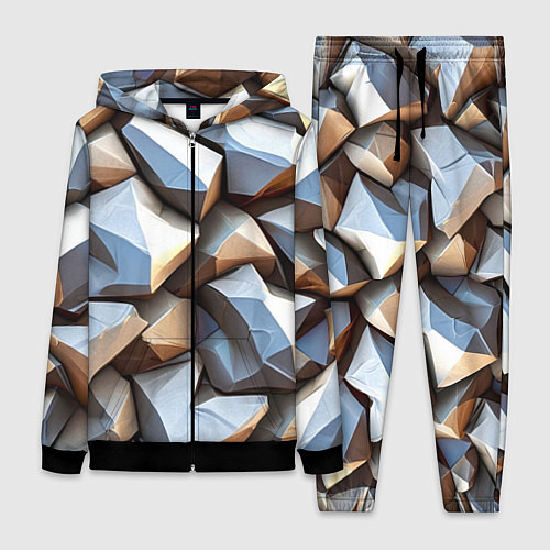 Женский костюм Каменно металлическая абстракция / 3D-Черный – фото 1