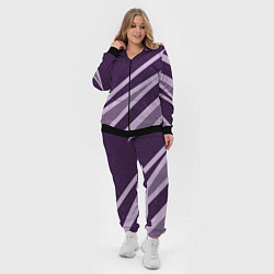 Женский 3D-костюм Фиолетовый абстрактный с полосой, цвет: 3D-черный — фото 2
