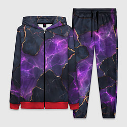 Женский 3D-костюм Фиолетовый разлом с молниями, цвет: 3D-красный