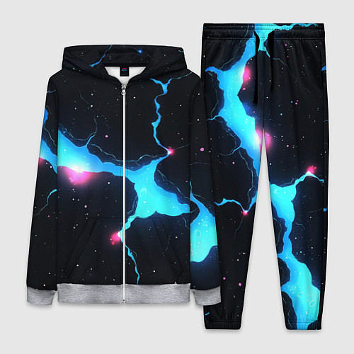 Женский костюм Голубой разлом в черной текстуре / 3D-Меланж – фото 1