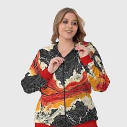 Женский 3D-костюм Красно-черная потертая текстура, цвет: 3D-красный — фото 2