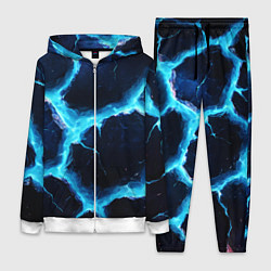 Женский 3D-костюм Голубая потертая текстура с разломом, цвет: 3D-белый